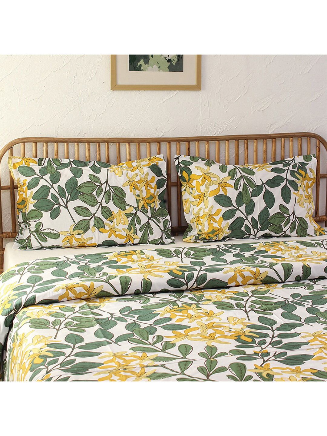 

House This Green & Yellow Floral Printed Single Duvet Cover