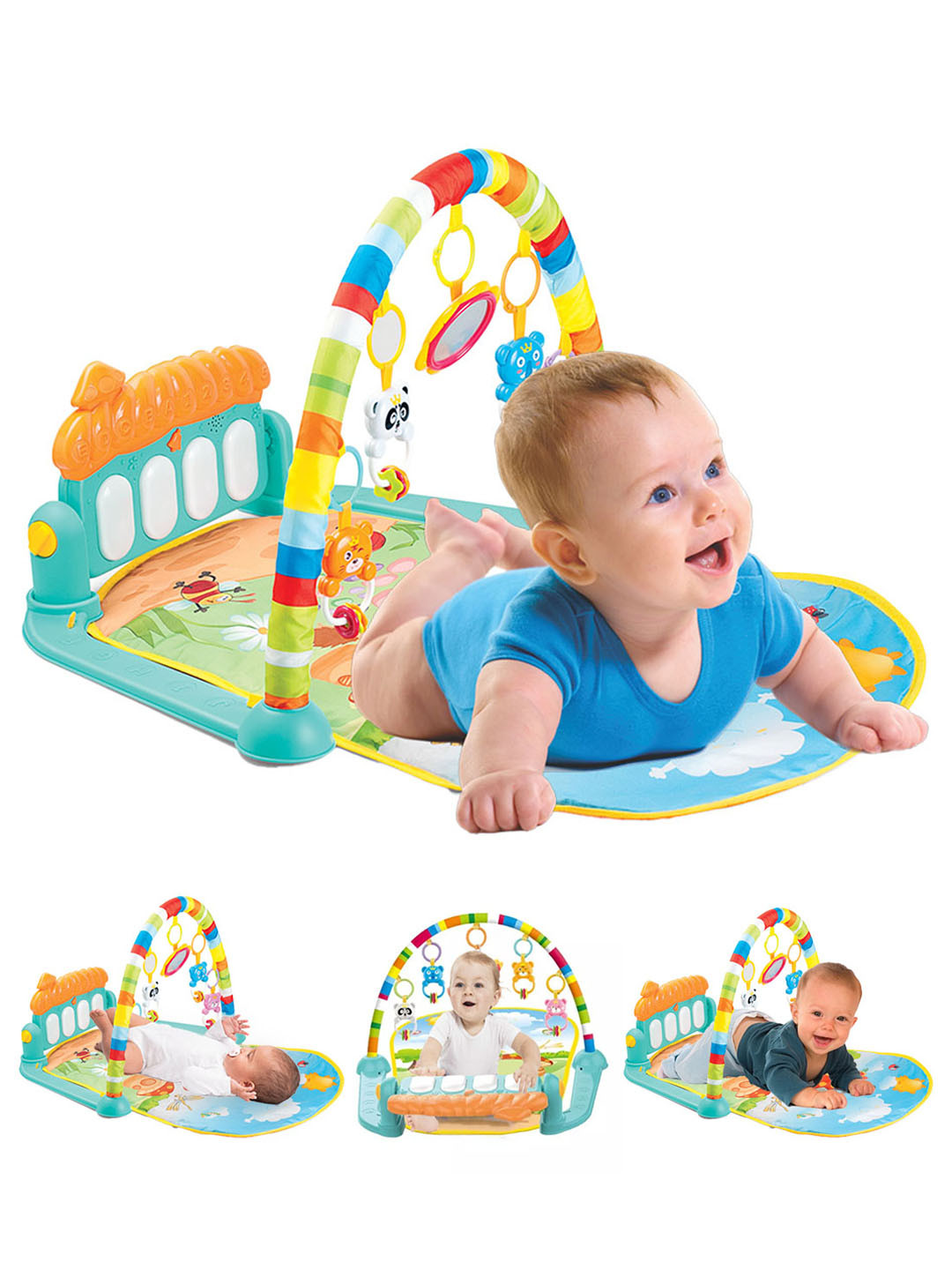 

WEMBLEY Kids Blue & Green Printed Baby Gym Play Mat Activity Place with Music and Lights, Multi