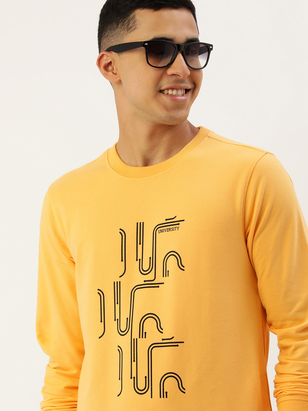 

PETER ENGLAND UNIVERSITY Men Yellow Brand Logo Printed Sweatshirt