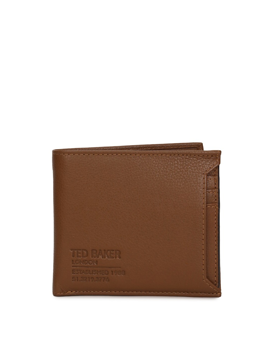 

Ted Baker Men Beige Leather Two Fold Wallet with SIM Card Holder