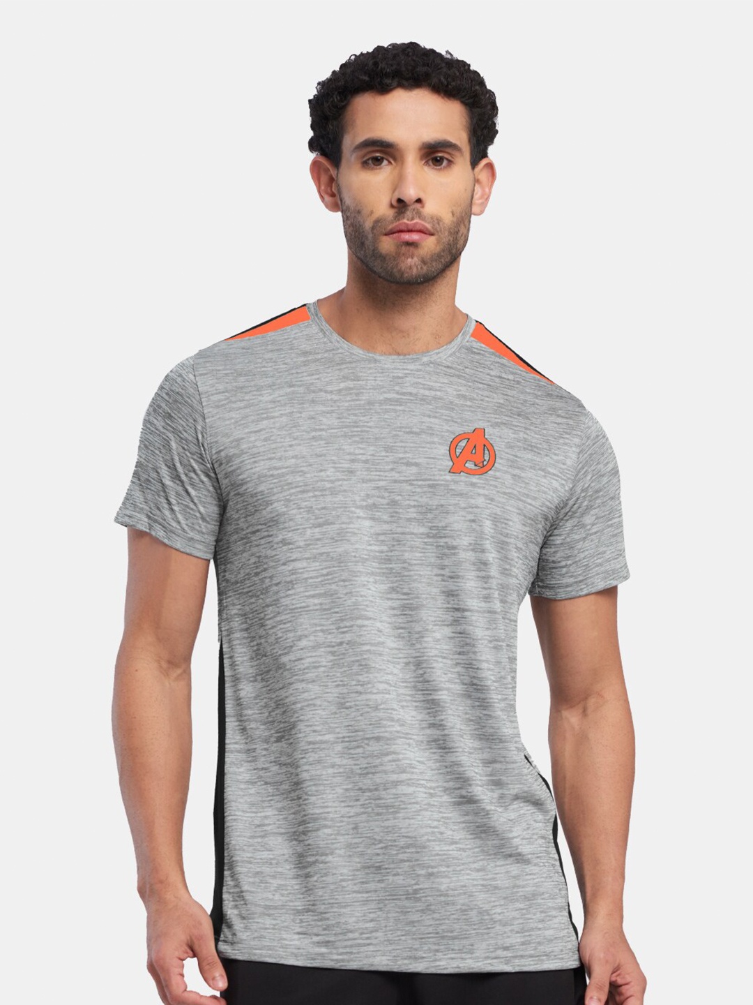 

The Souled Store Men Grey & Orange Colourblocked T-shirt