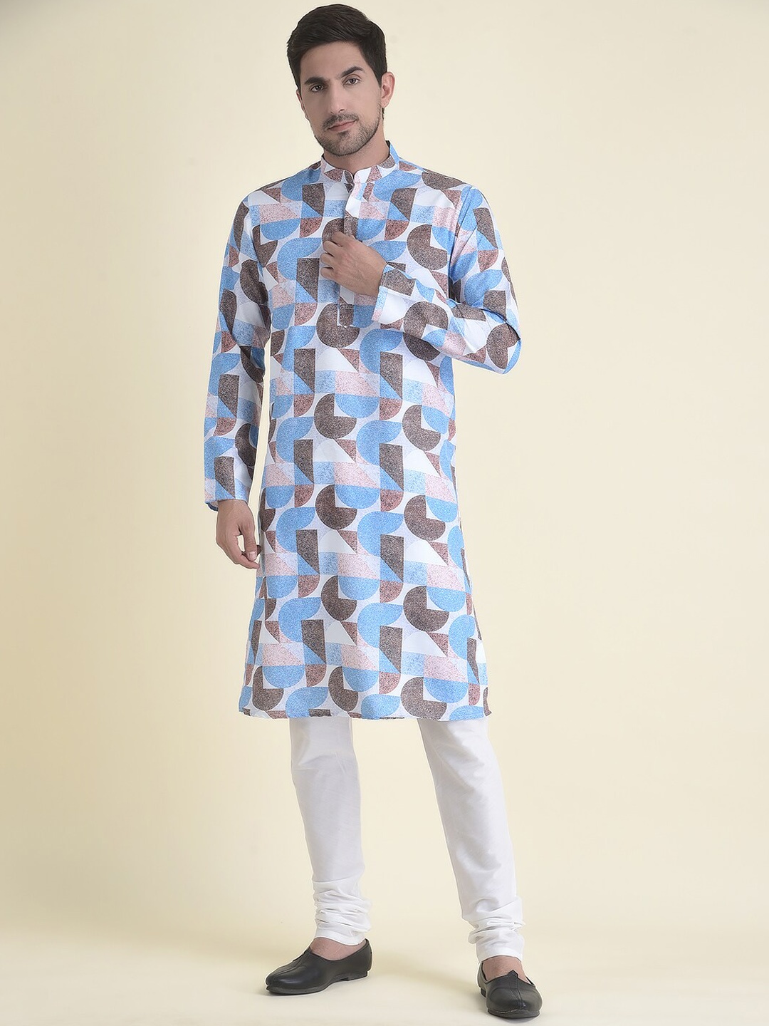 

TABARD Men Printed Cotton Kurta, Blue