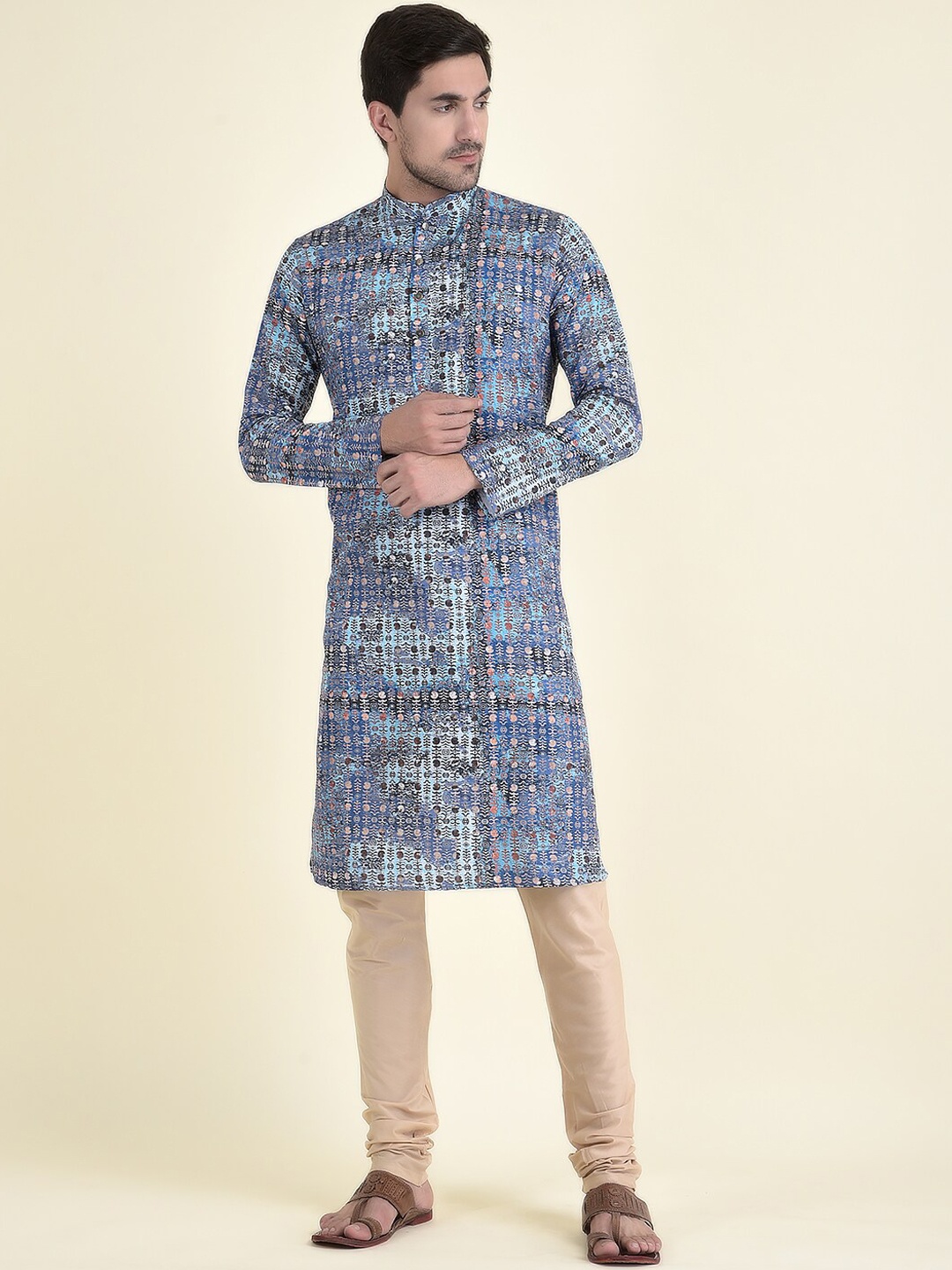 

TABARD Men Printed Cotton Kurta, Blue