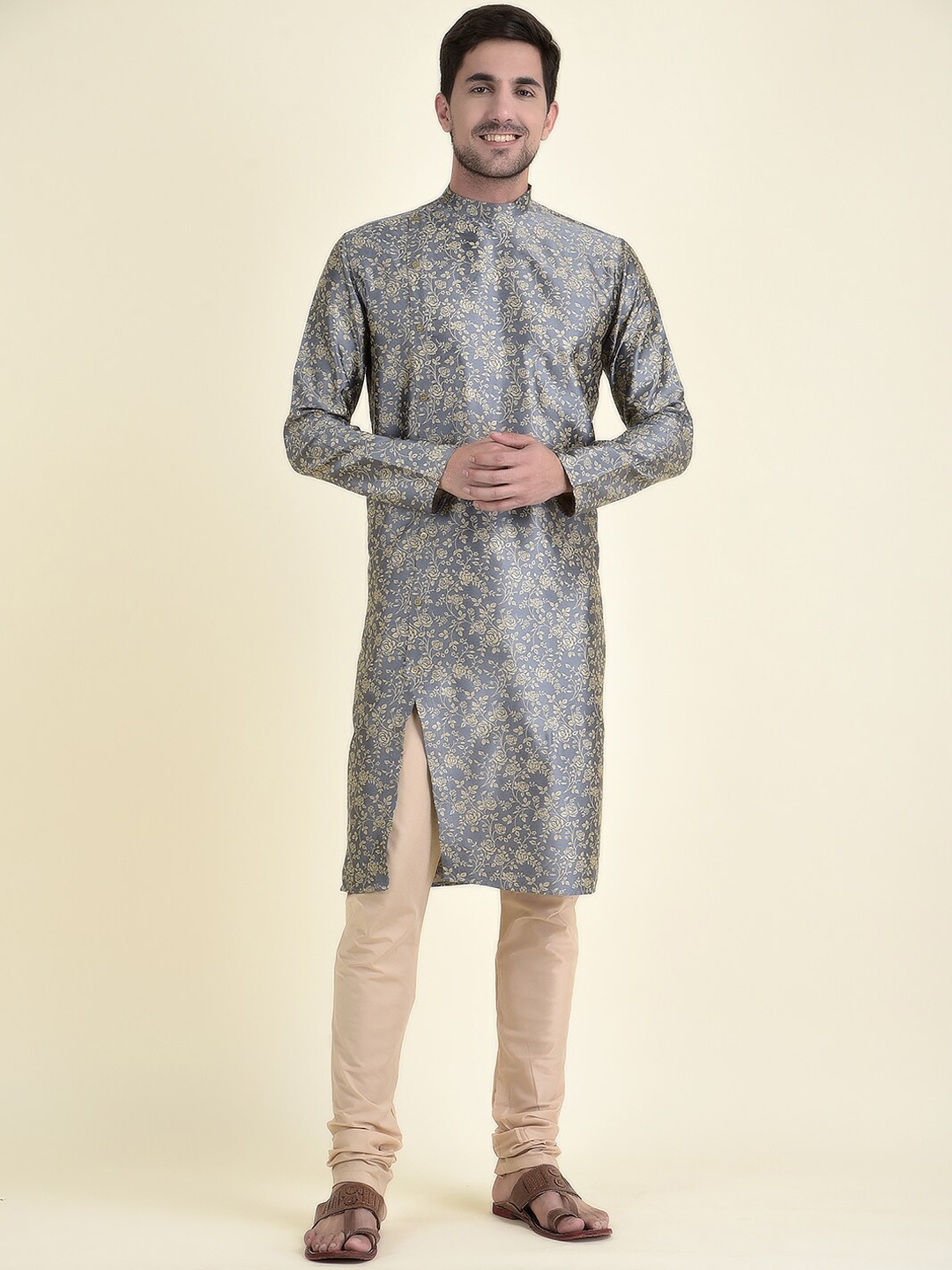 

TABARD Men Cotton Printed Kurta, Grey