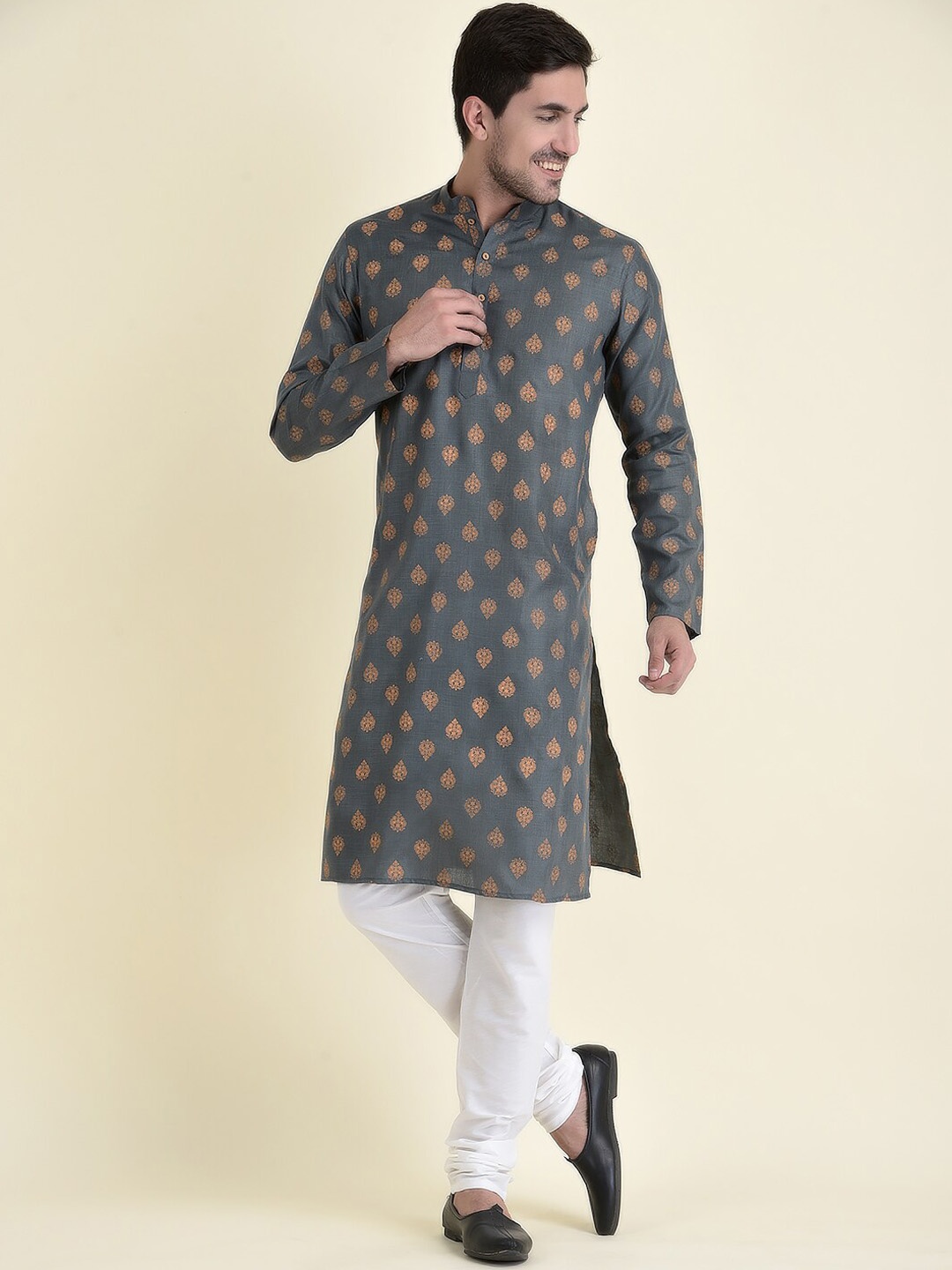 

TABARD Men Green Cotton Printed Kurta
