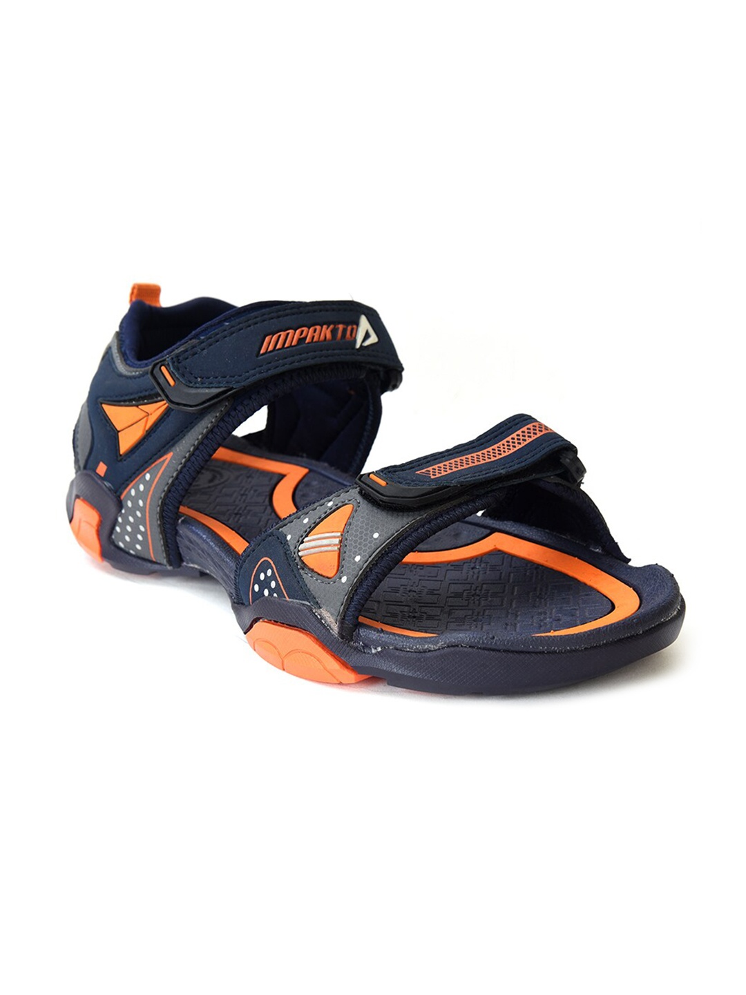 

IMPAKTO Men Navy Blue & Orange Solid Sports Sandals