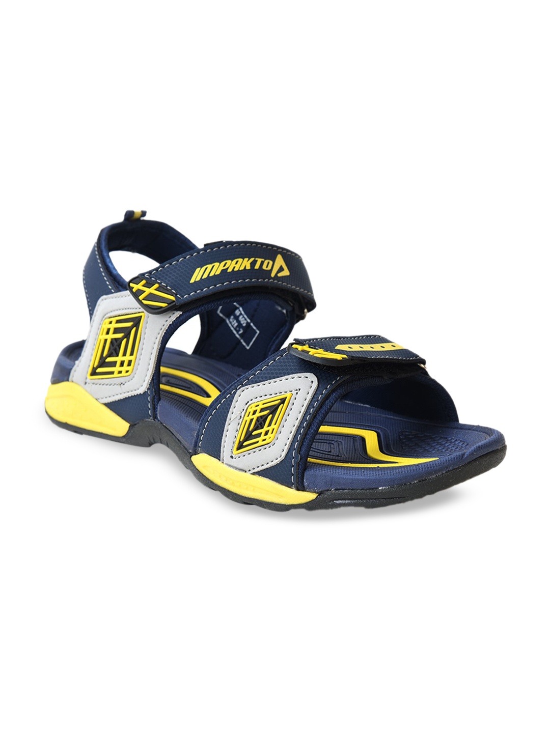 

IMPAKTO Men Blue & Yellow Solid Sports Sandals