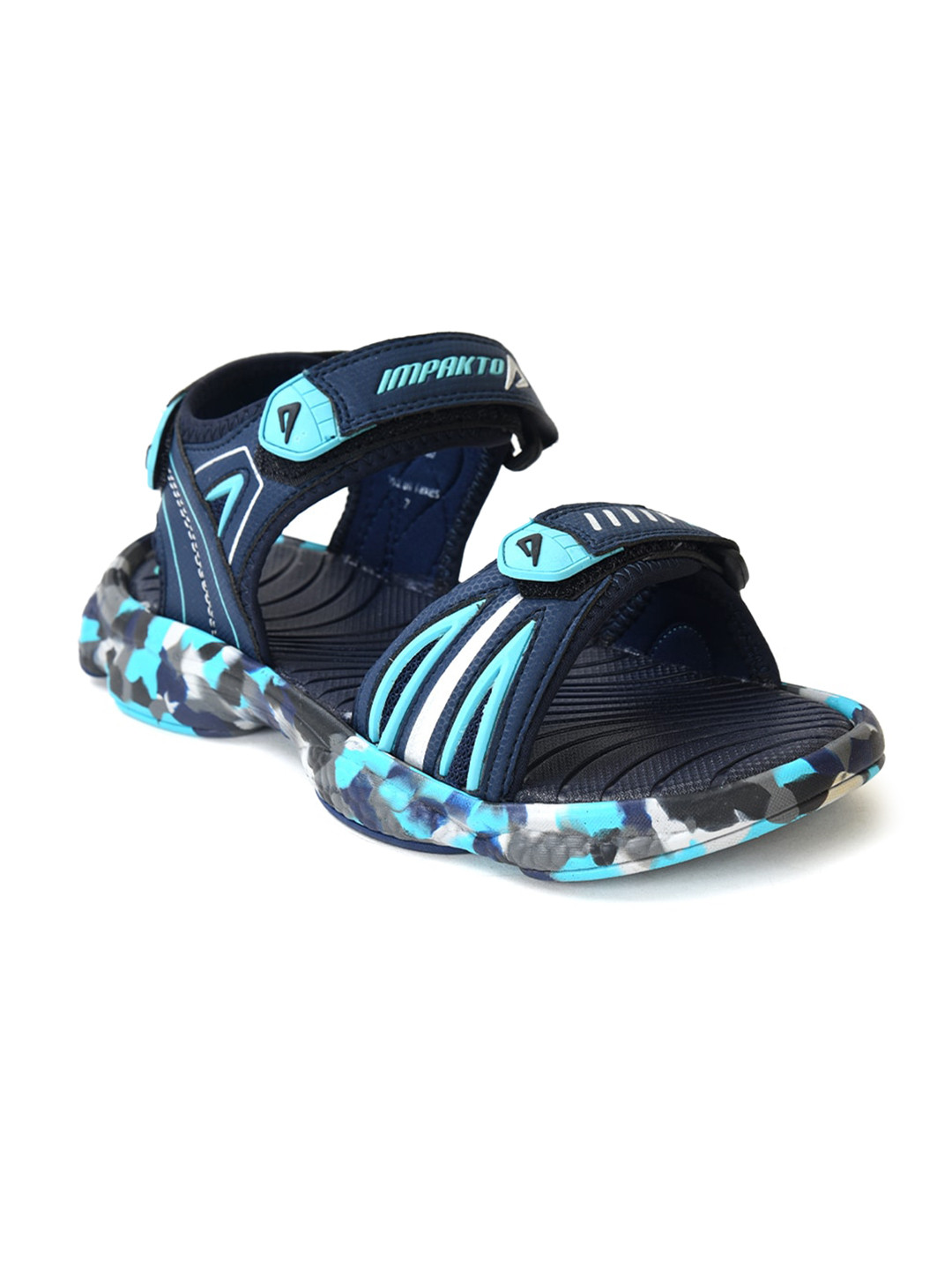 

IMPAKTO Men Blue Synthetic Velcro Abstract Sports Sandals