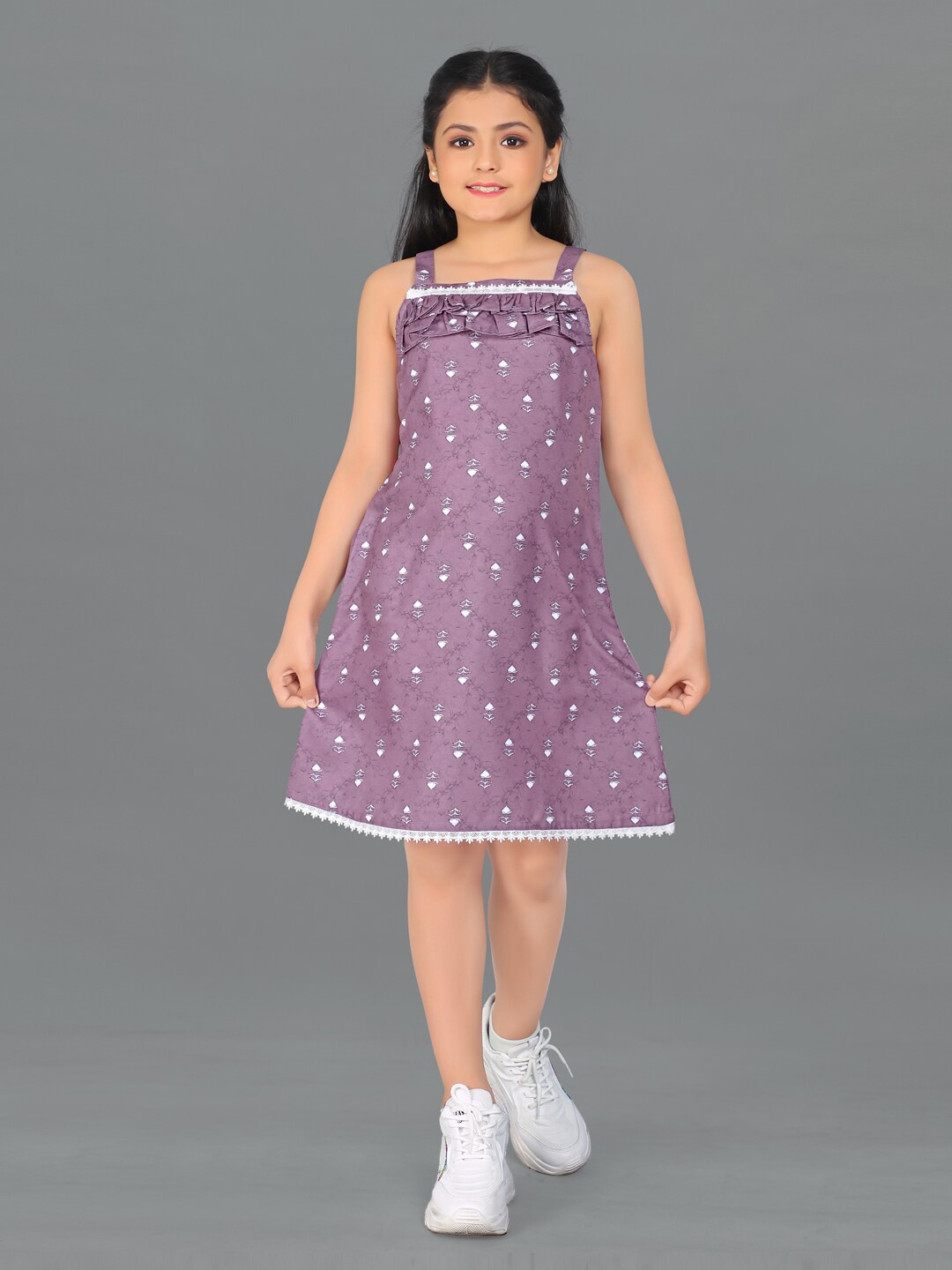 

FASHION DREAM Purple & White Floral A-Line Dress
