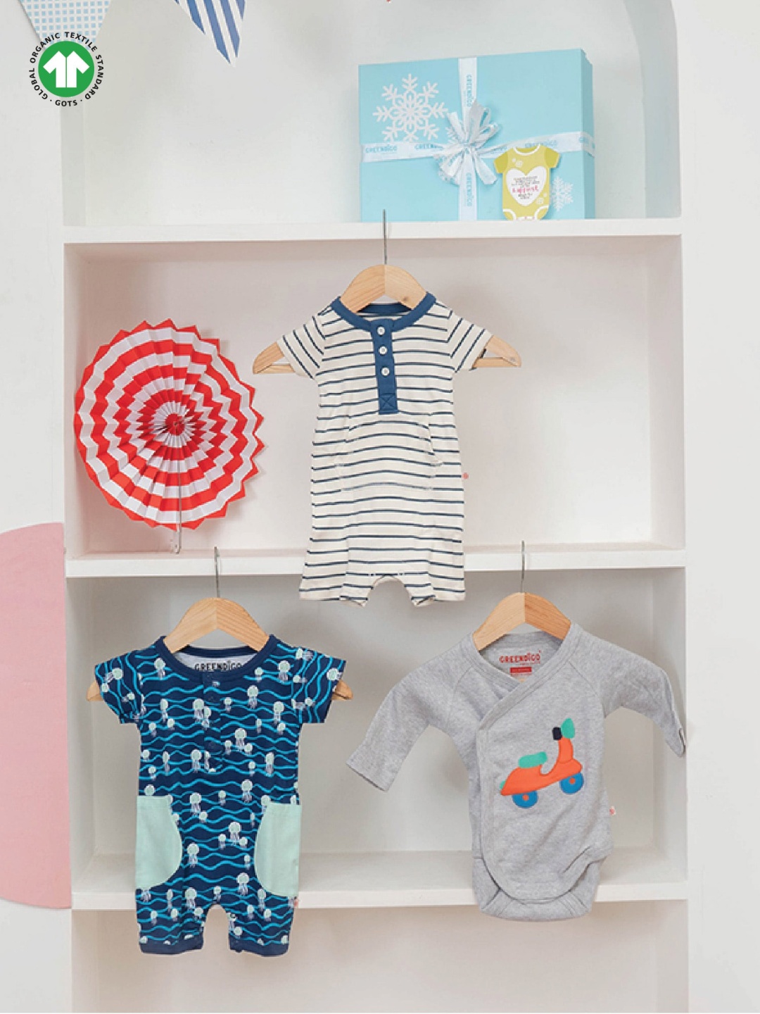 

GREENDIGO Infants Pack Of 3 Printed Baby Apparel Gift Set, Grey
