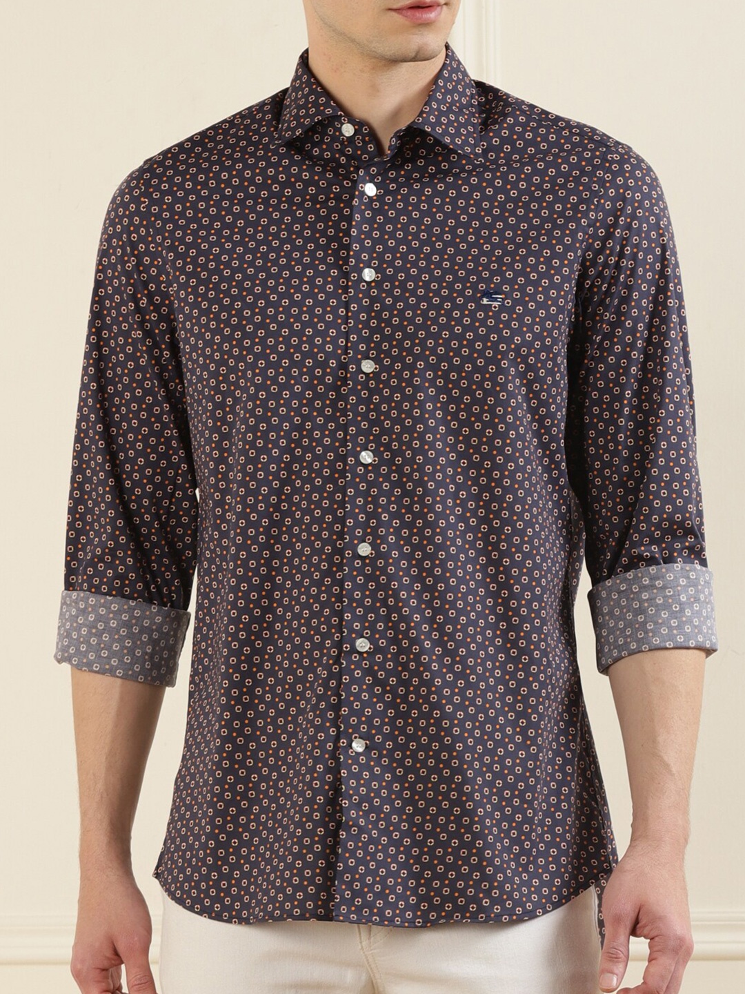 

ETRO Men Navy Blue Printed Casual Shirt