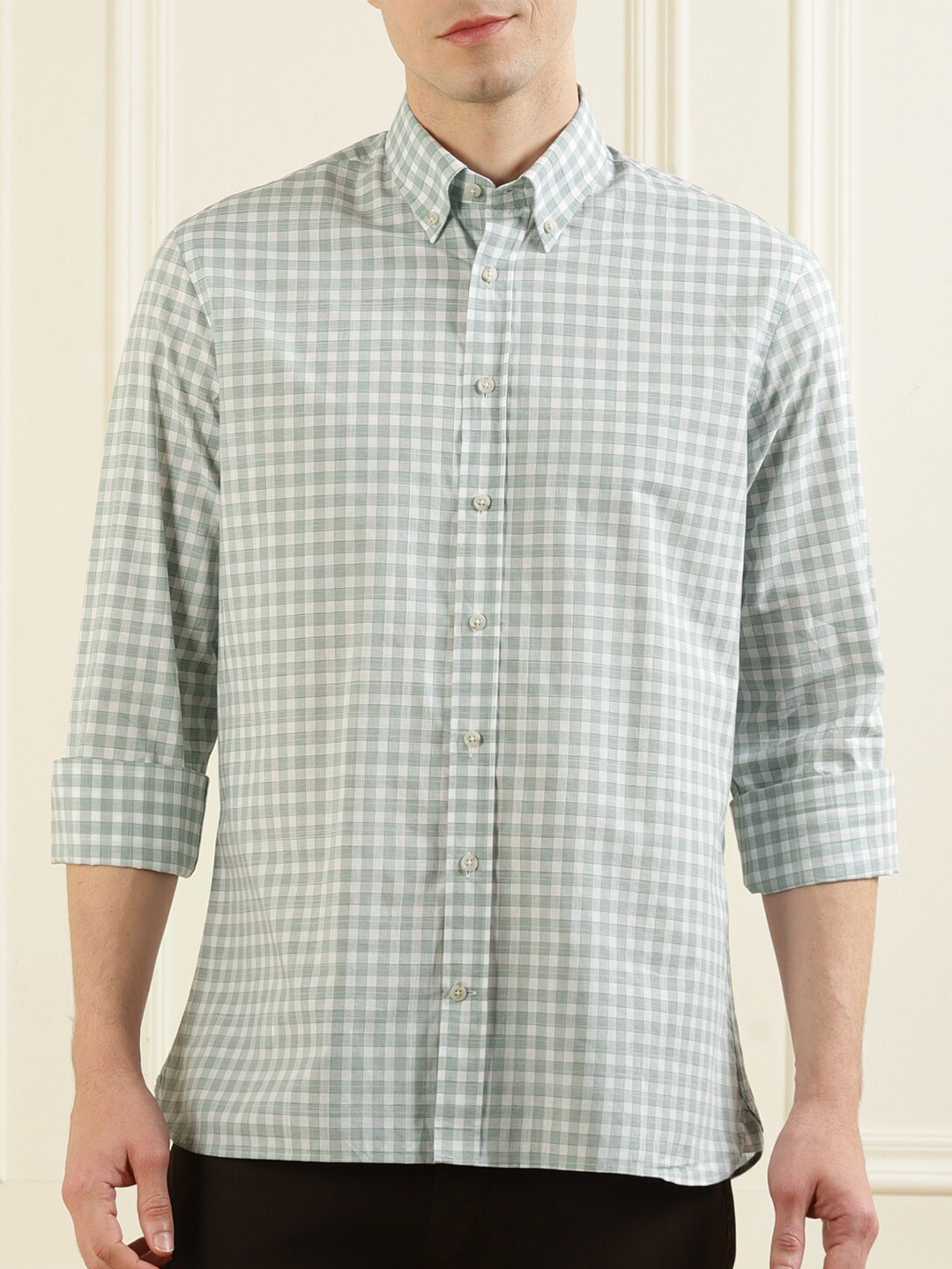 

HACKETT LONDON Men Green Checked Casual Shirt