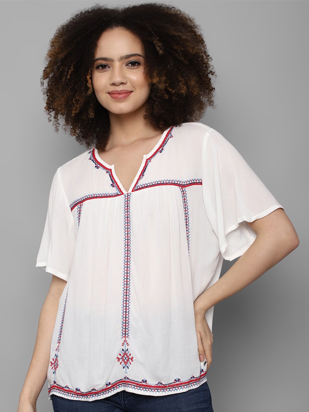 

Allen Solly Woman White Flared Sleeves Top