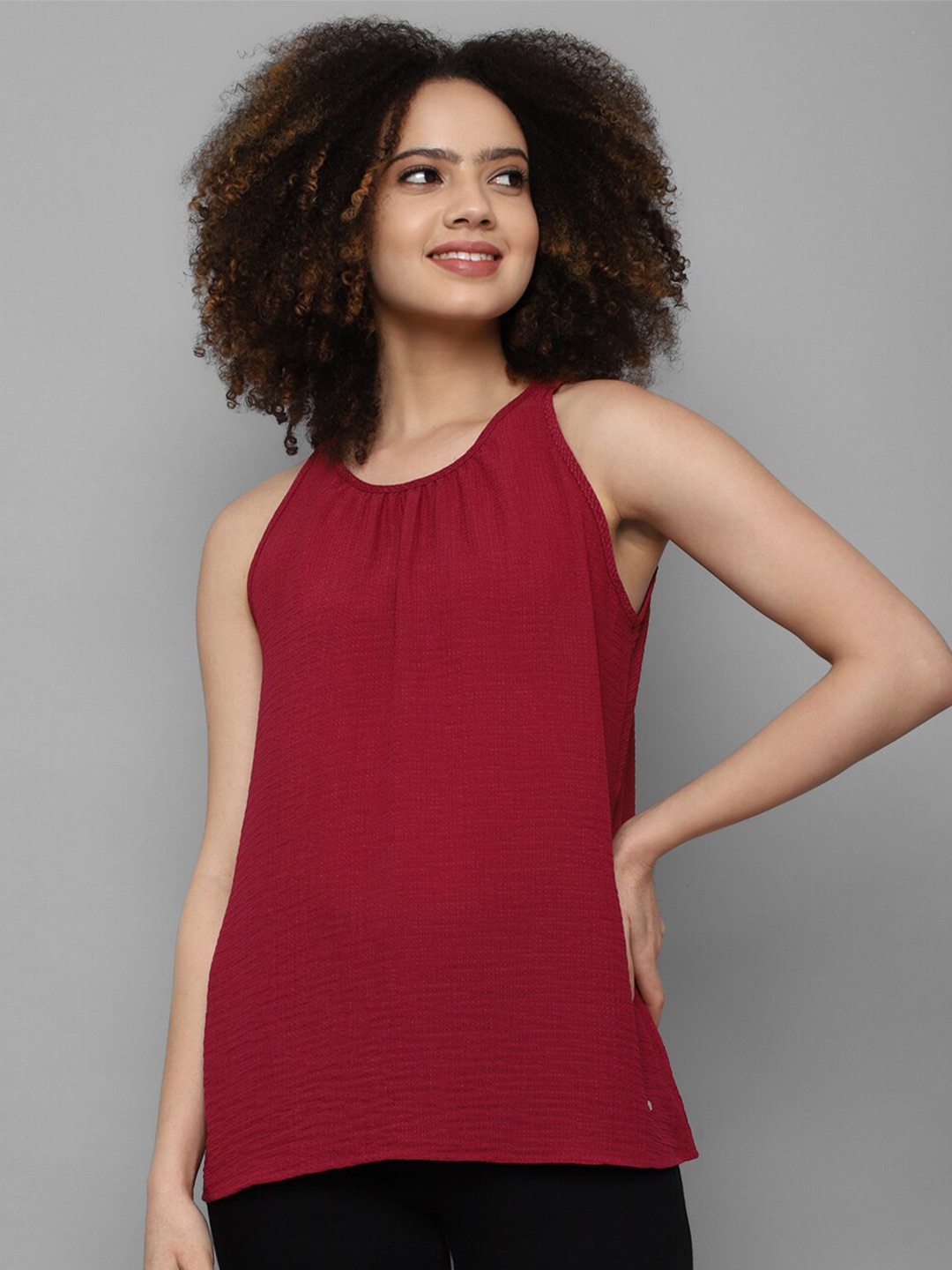 

Allen Solly Woman Women Maroon Casual Sleeveless Top