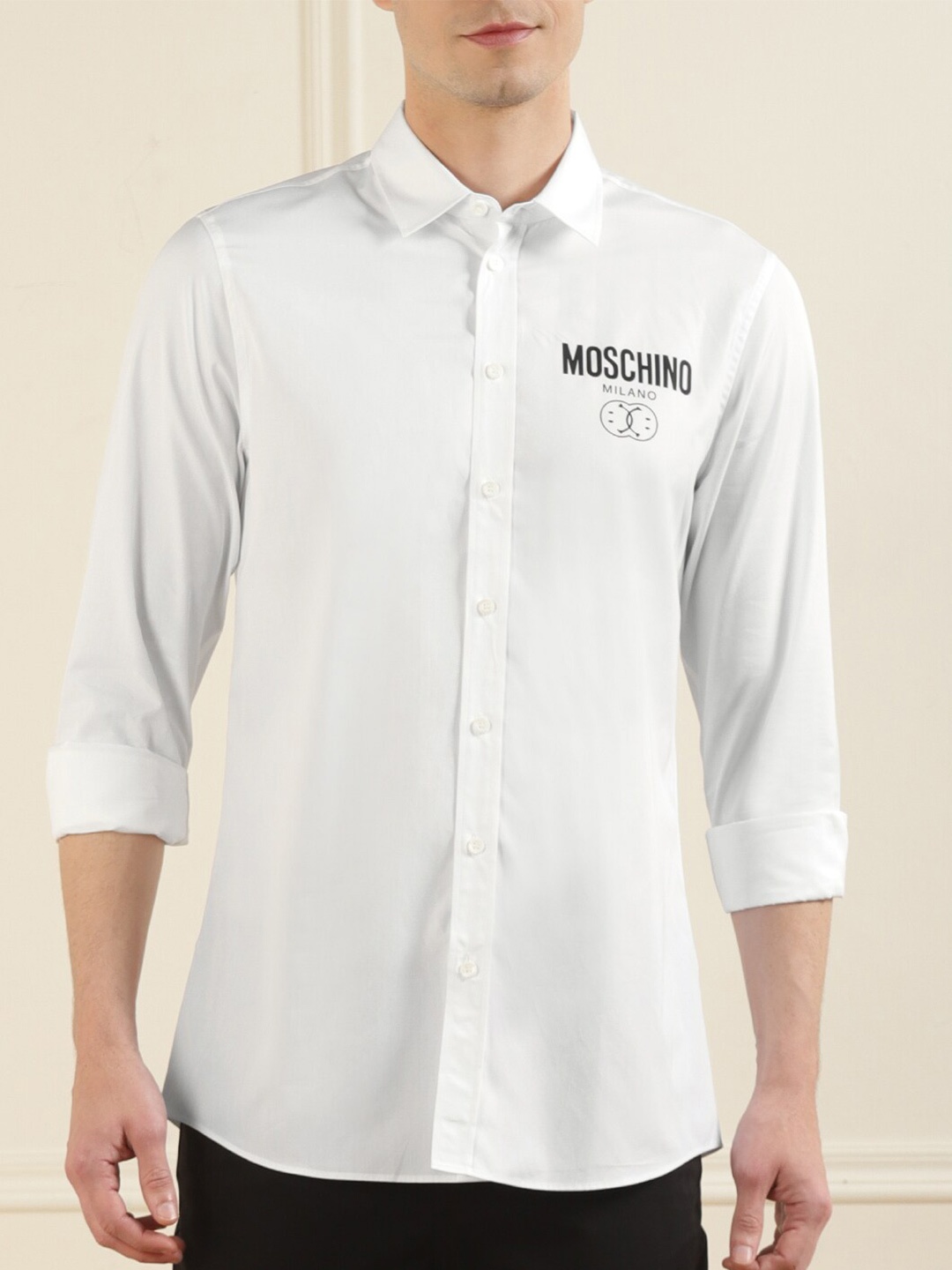 

MOSCHINO COUTURE Men White Solid Casual Shirt