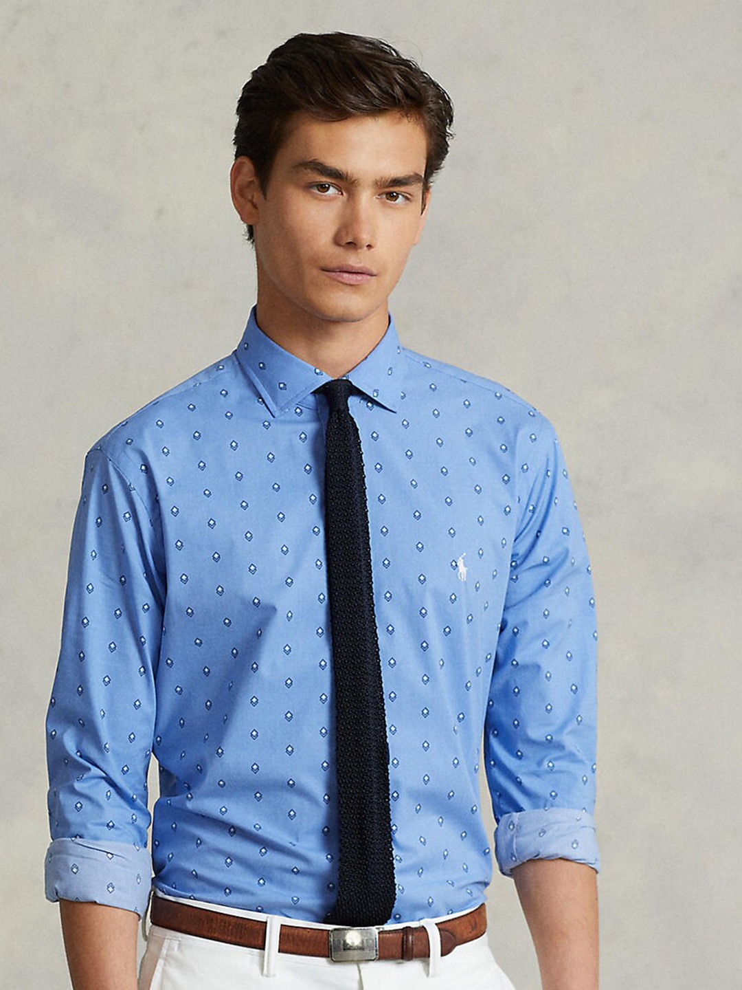

Polo Ralph Lauren Men Blue Geometrical Printed Cotton Shirts