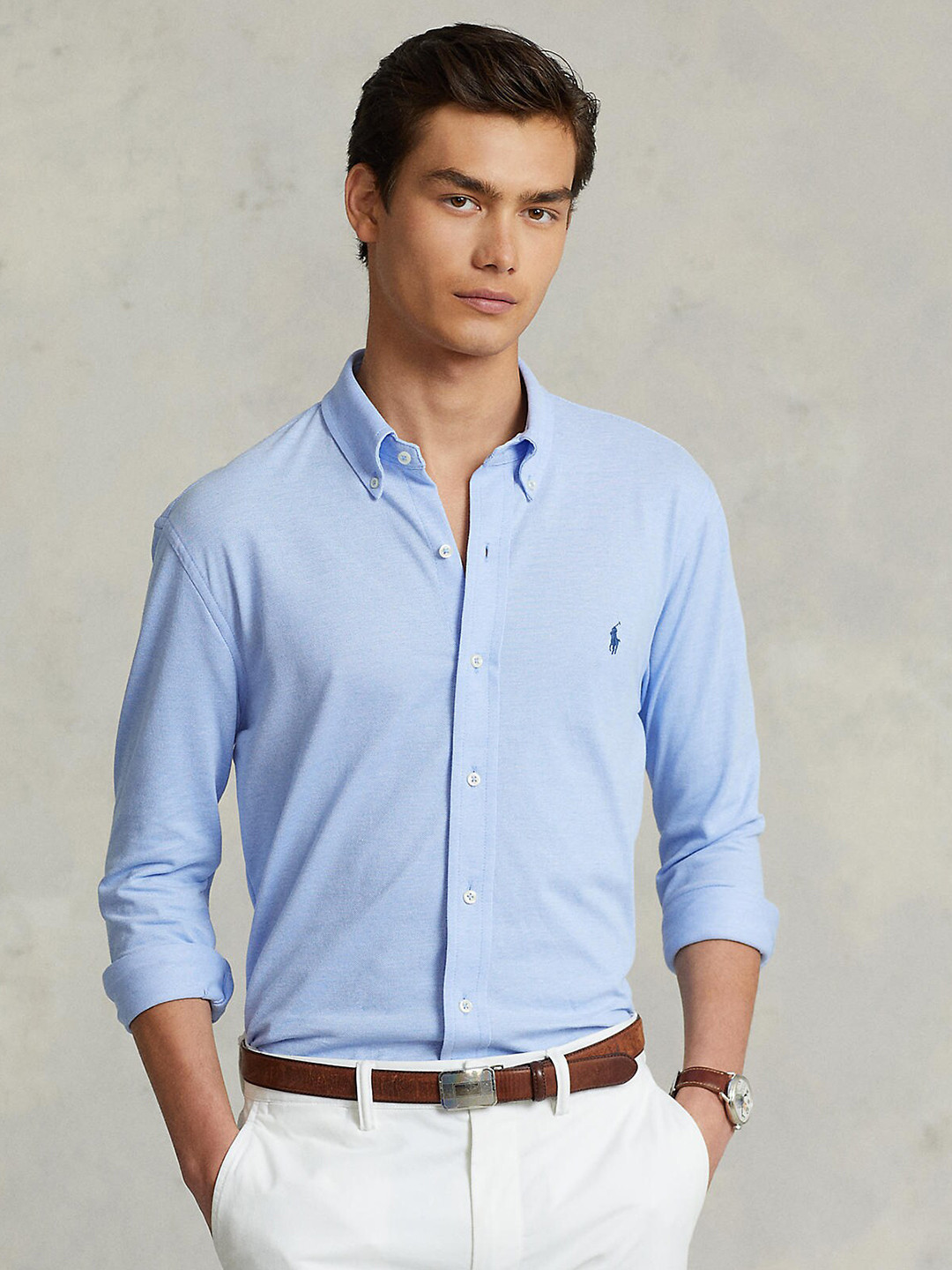 

Polo Ralph Lauren Men Blue Solid Cotton Formal Shirt