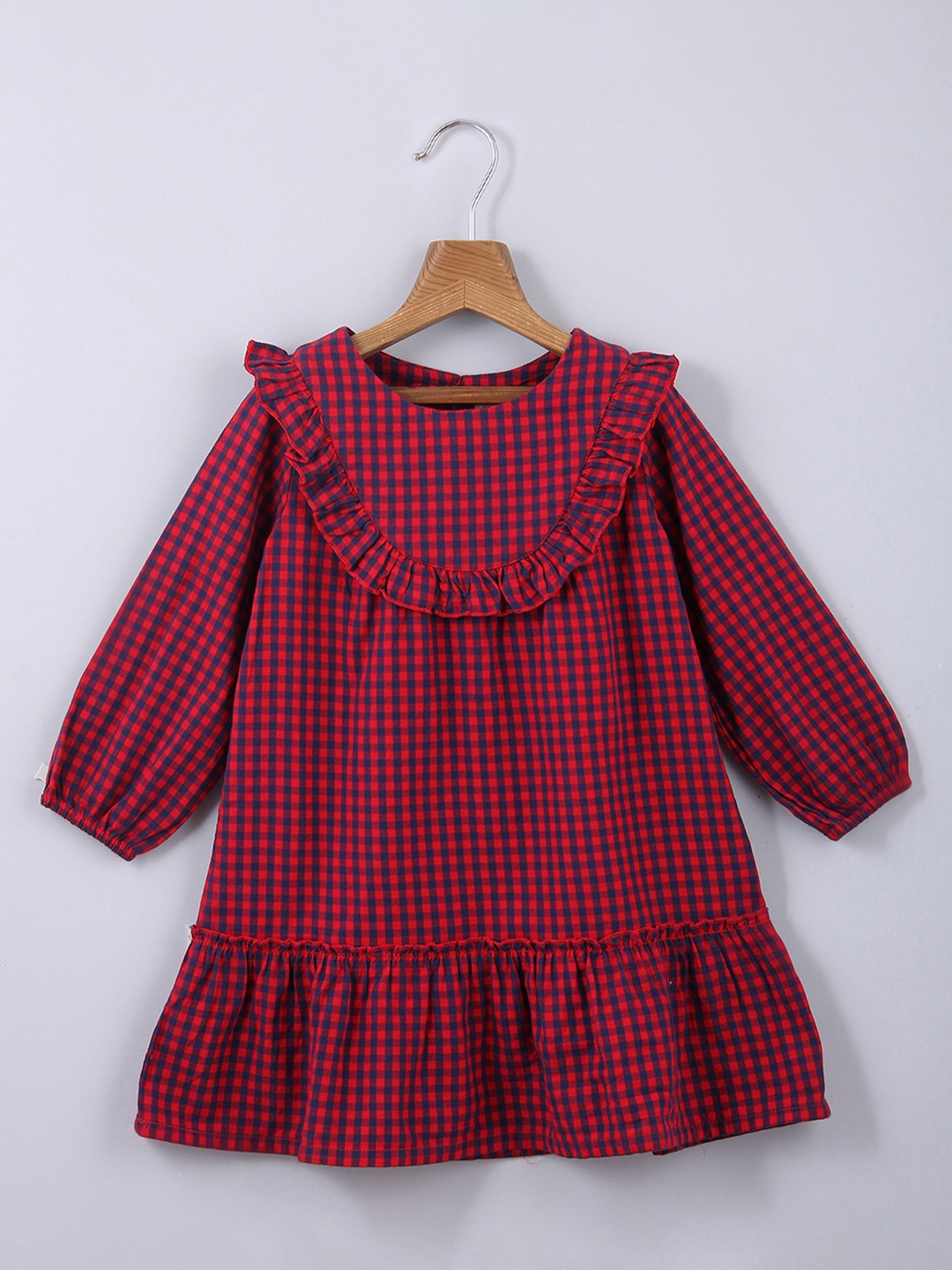 

Beebay Girls Red & Blue Checked A-Line Dress