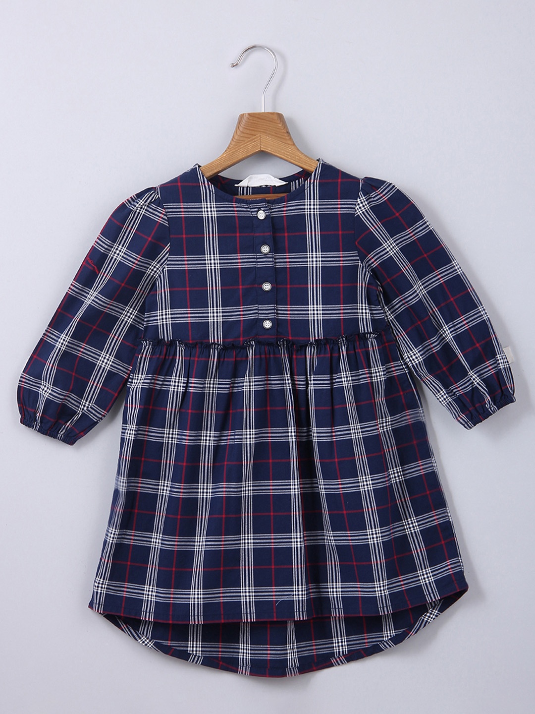 

Beebay Navy Blue Checked A-Line Dress