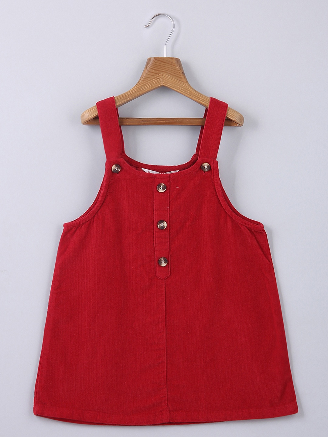 

Beebay Girls Red Solid Cotton Pinafore Dress