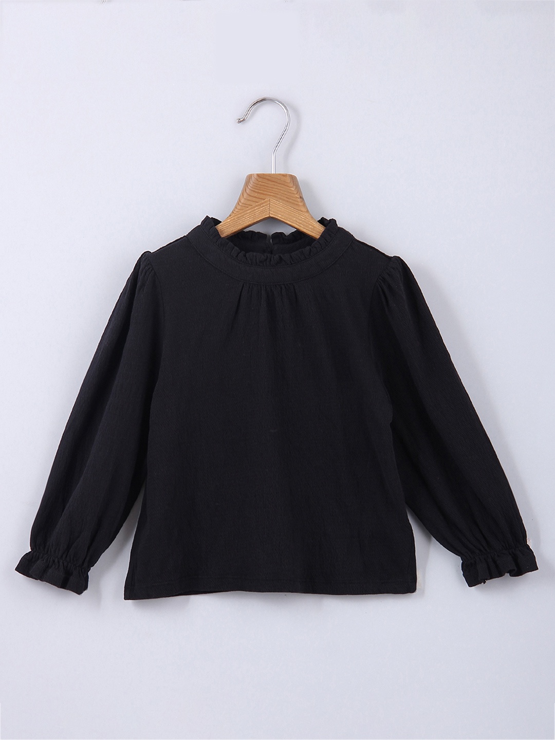 

Beebay Kids Girls Navy Black Casual Puff Sleeves Top