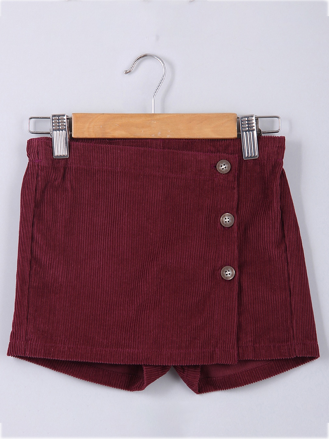 

Beebay Girls Burgundy Solid Pure Cotton Mini Wrap Skort