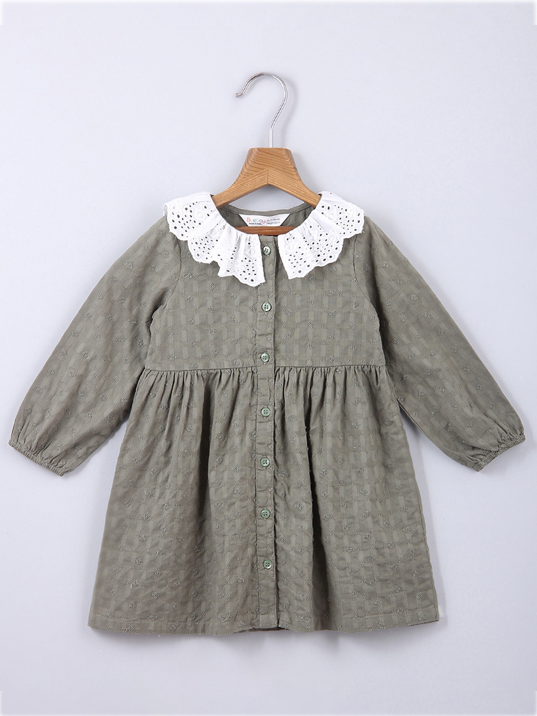 

Beebay Green Peter Pan Collar A-Line Dress