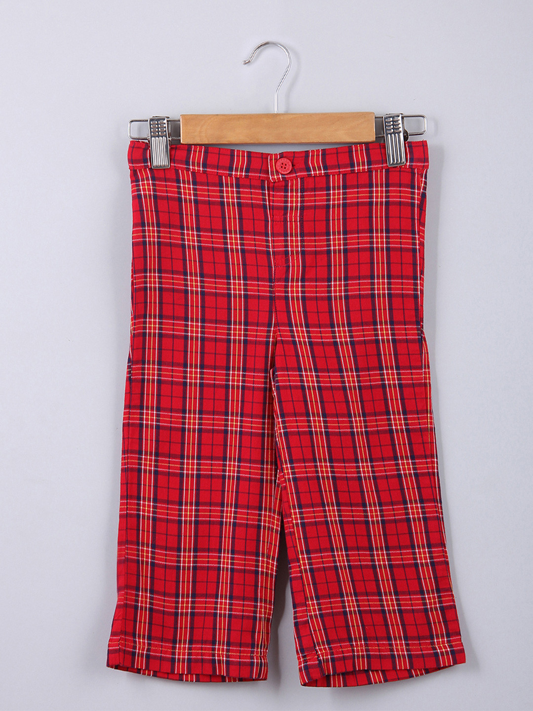 

Beebay Girls Red Checked Loose Fit Trousers