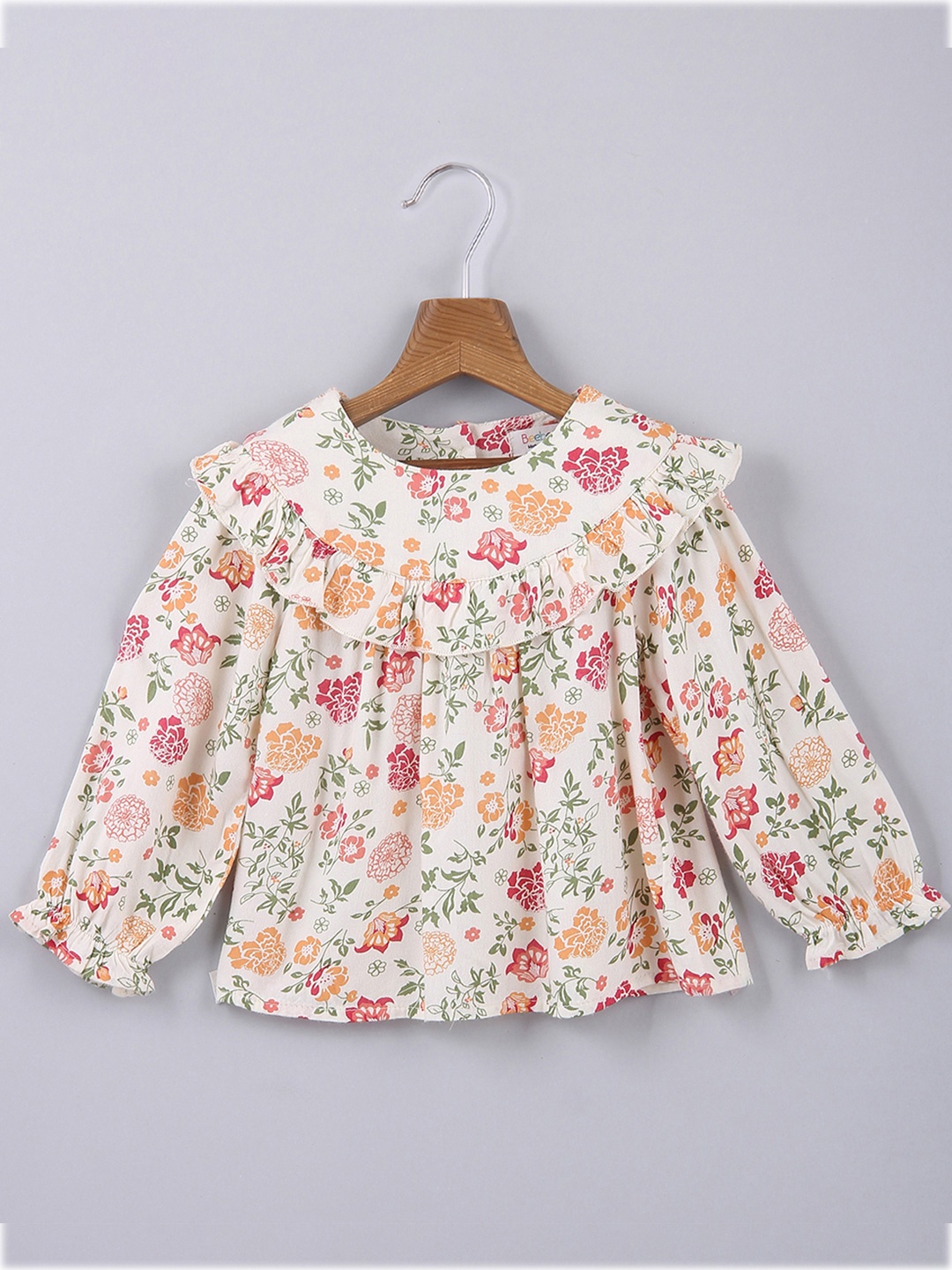 

Beebay Cream-Coloured Floral Print Top