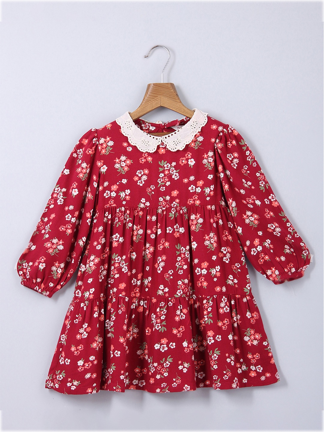 

Beebay Girls Maroon Floral A-Line Dress