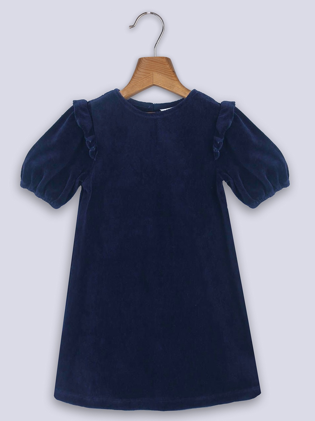 

Beebay Girls Navy Blue Solid Cotton A-Line Dress