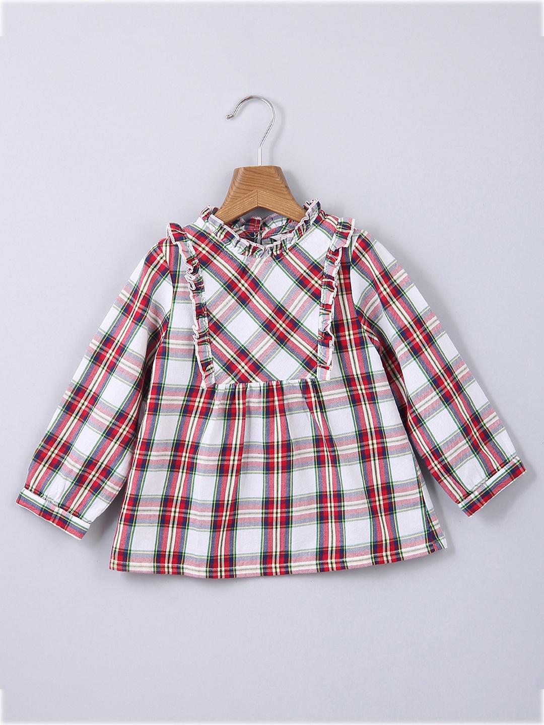 

Beebay Girls Grey & Red Checked Top