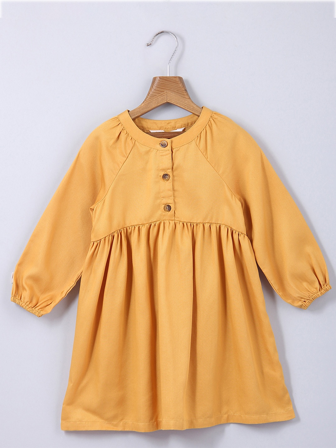 

Beebay Mustard Yellow Cotton Tencel Empire Dress