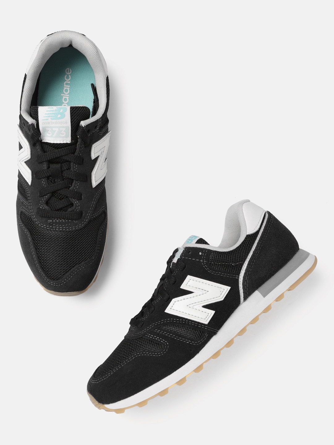 

New Balance Women Black & White Woven Design Suede Casual Sneakers Excluding Trims