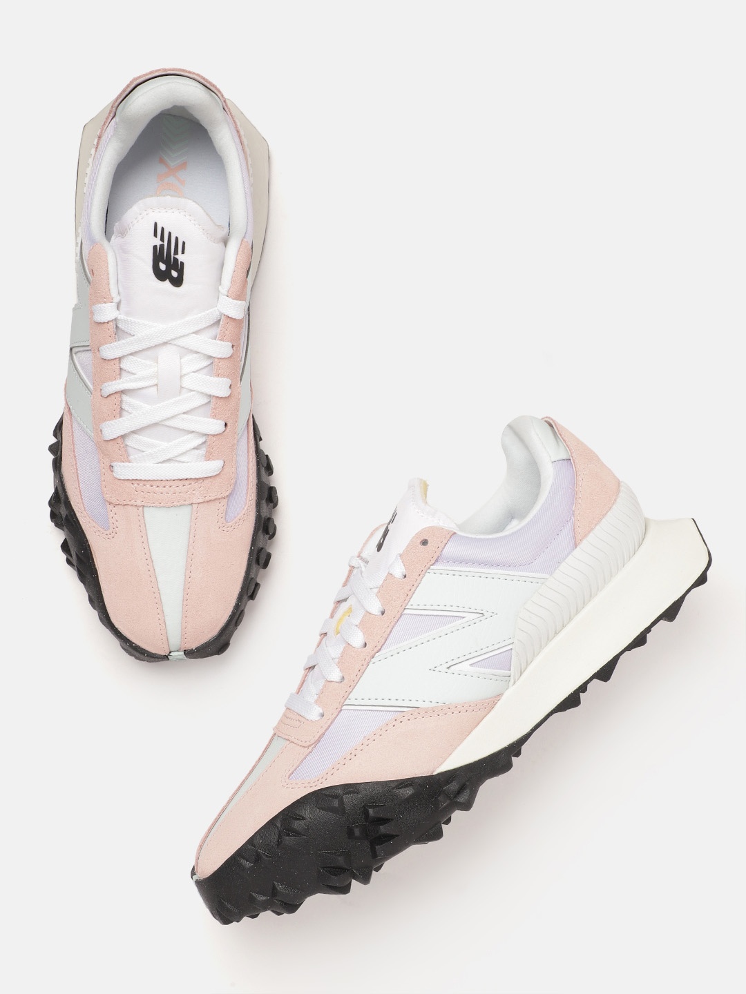 

New Balance Men Colourblocked Suede Sneakers, Pink