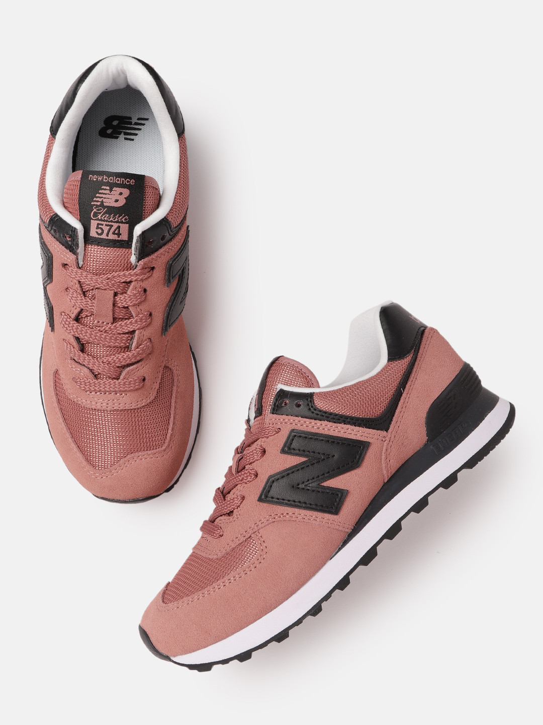 

New Balance Women Dusty Pink & Black Solid 574 Sneakers, Rose