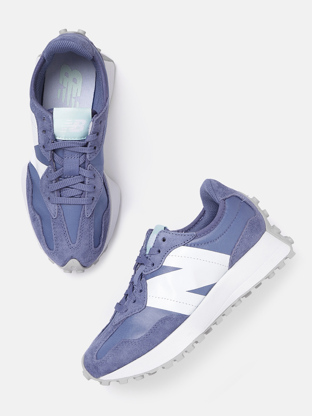 

New Balance Women Lavender & White Brand Logo Printed Driver 327 Sports Shoes