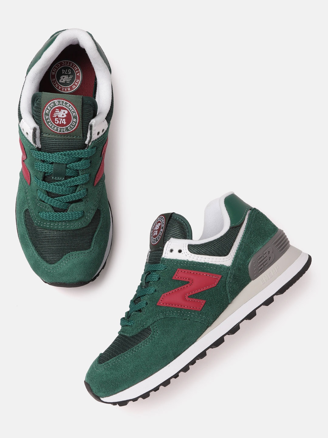 

New Balance Women Green Woven Design Suede Sneakers Excluding Trims