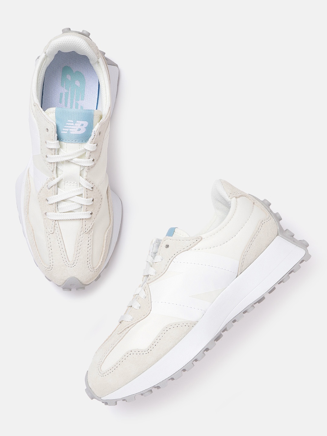 

New Balance Women Beige & White Colourblocked Driver Sneakers