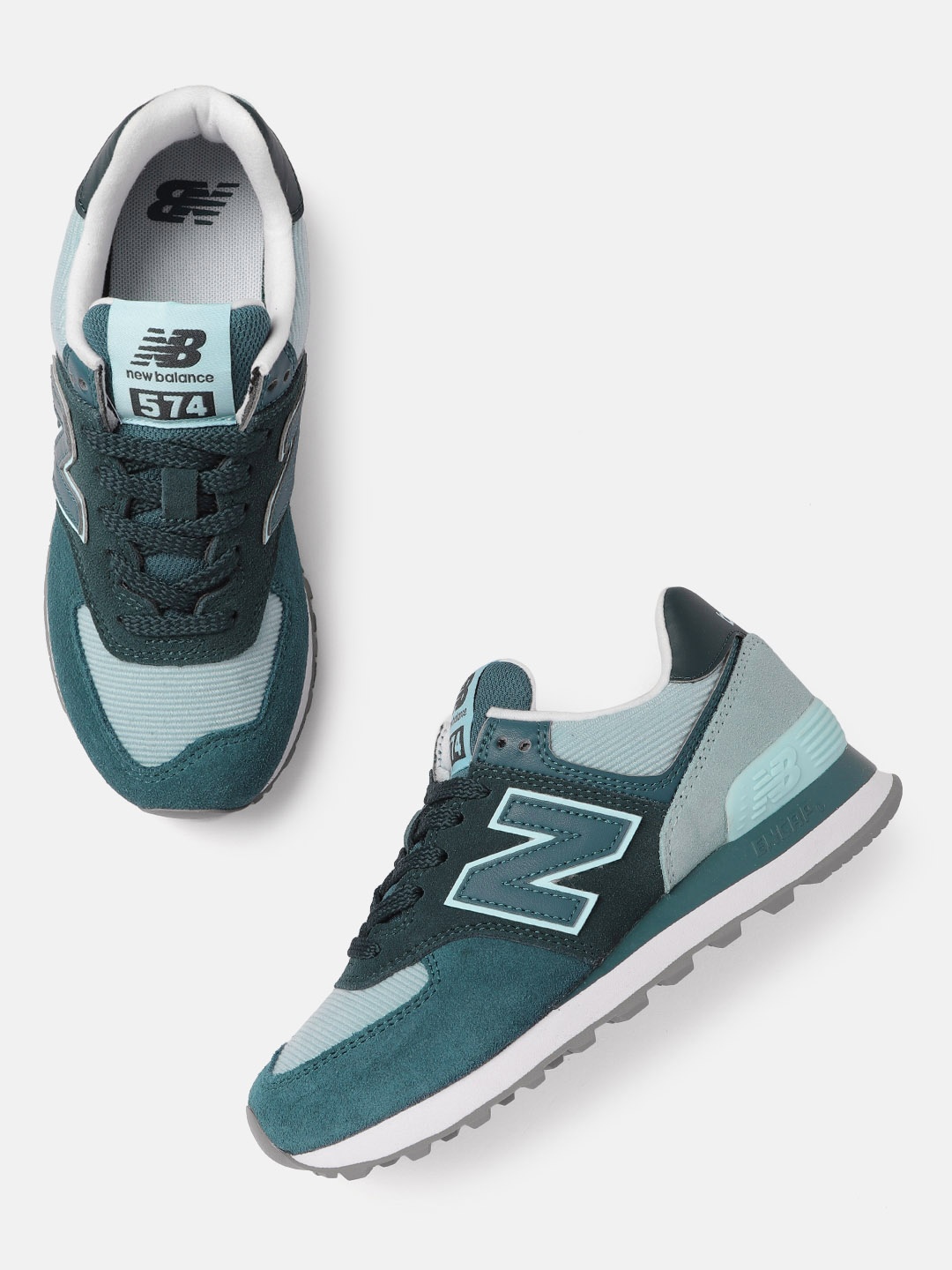 

New Balance Women Green Colourblocked Suede Sneakers Excluding Trims