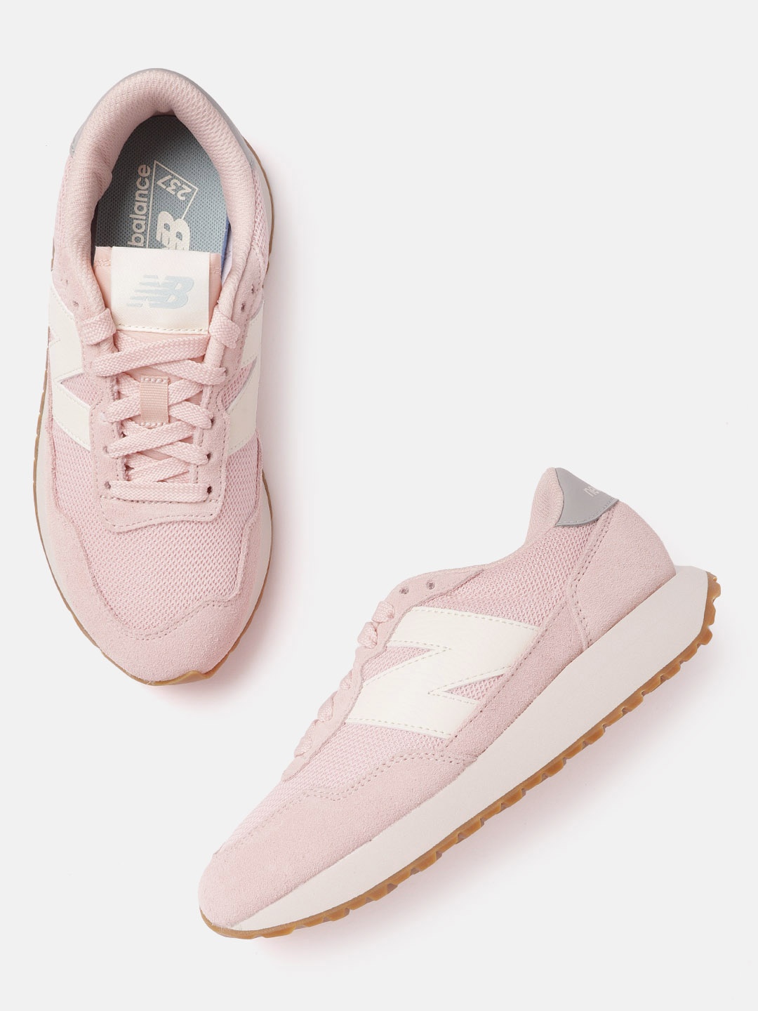 

New Balance Women Pink Woven Design Suede Sneakers Excluding Trims