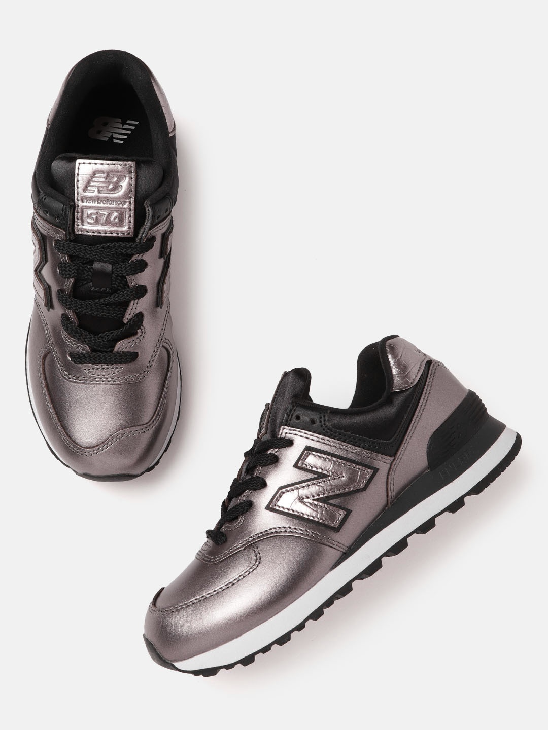 

New Balance Women Gunmetal-Toned Solid Sneakers, Metallic