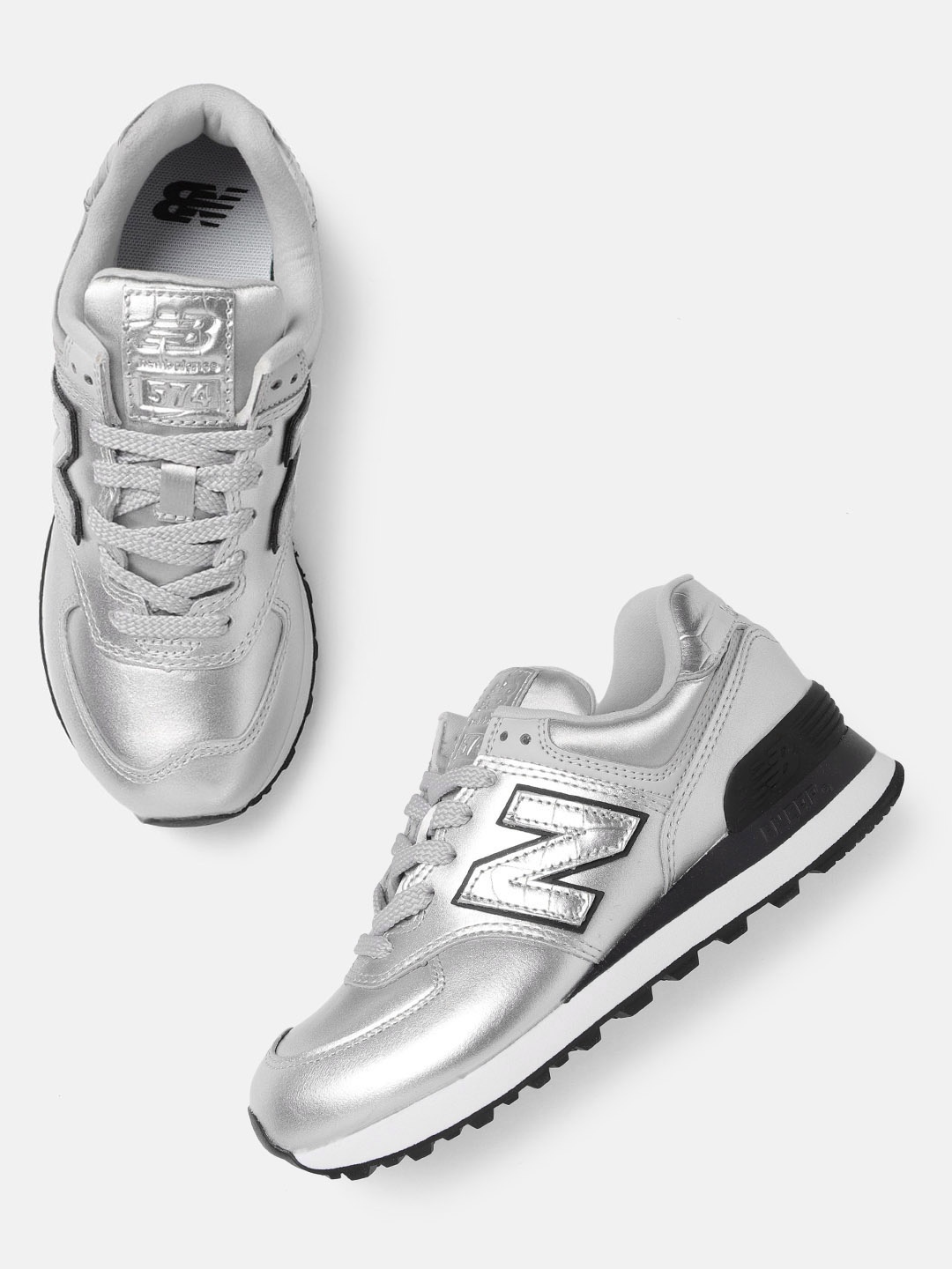 

New Balance Women Silver-Toned Solid Sneakers