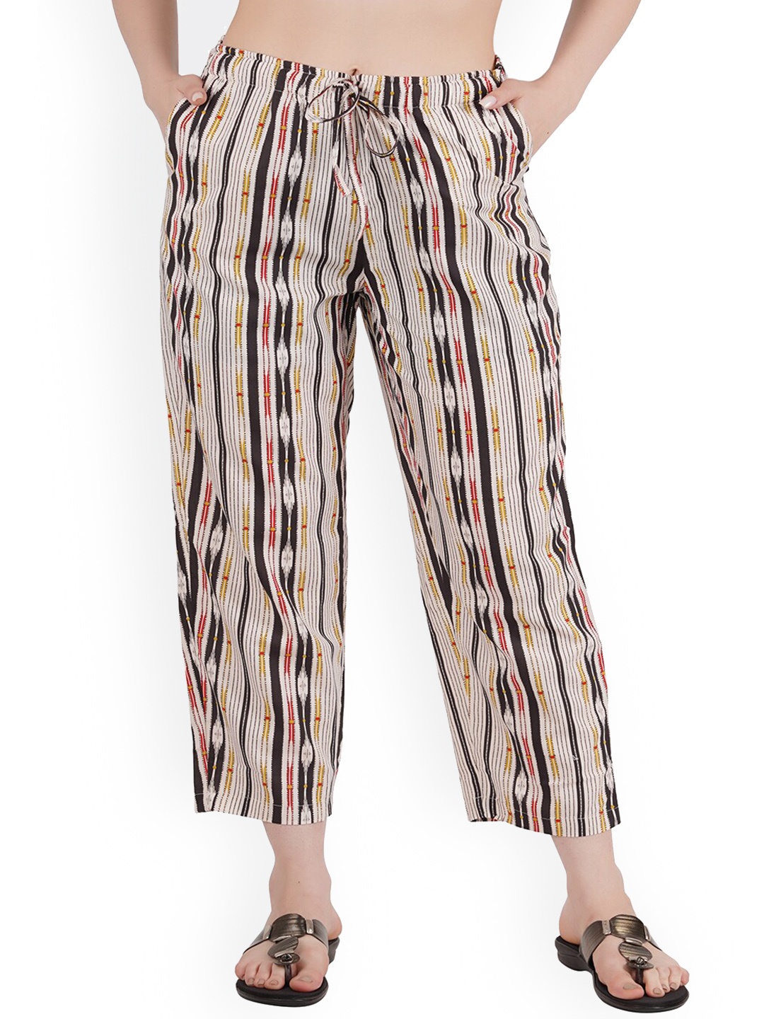 

Hypernation Multicoloured Printed Cotton Lounge Pants, Multi
