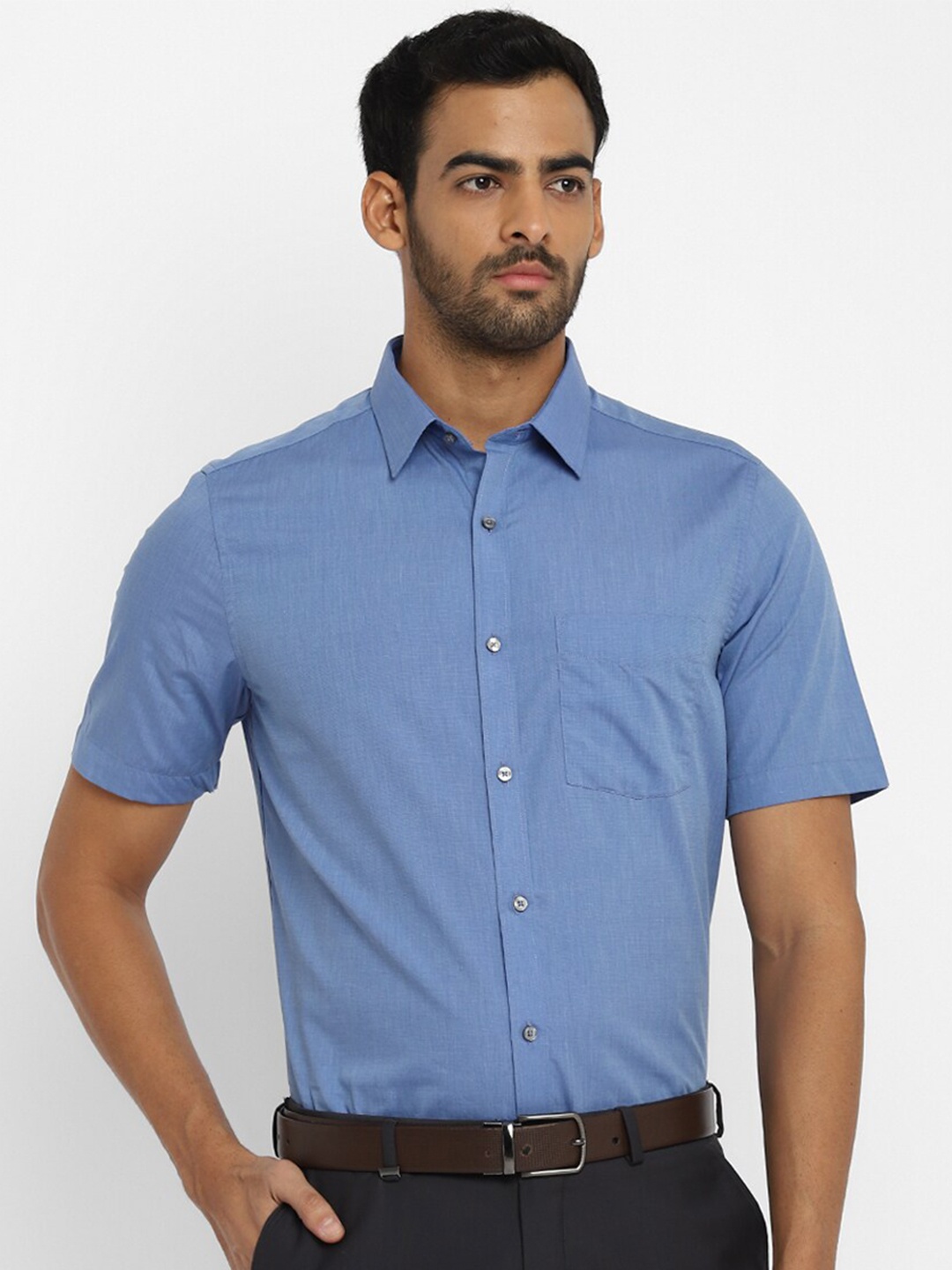 

Turtle Men Blue Solid Formal Shirt