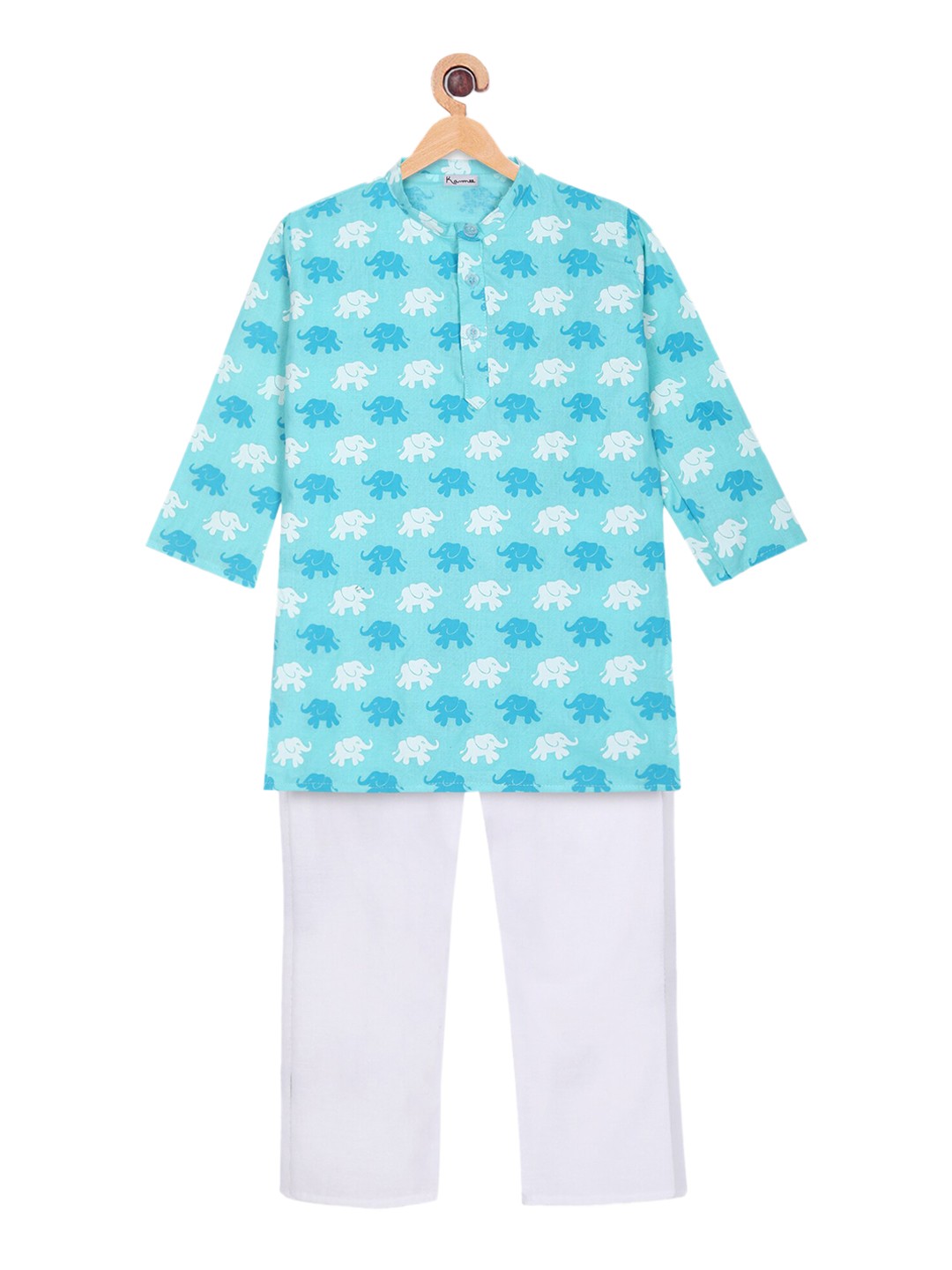 

Ka-mee Boys Blue Printed Pure Cotton Kurta with Pyjamas