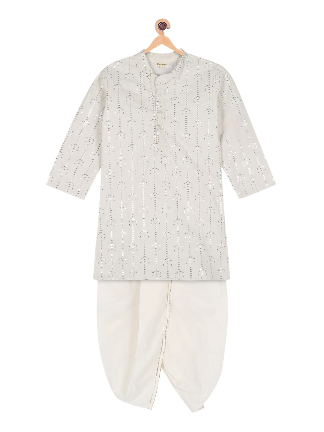 

Ka-mee Boys White Pure Cotton Kurta with Dhoti Pant