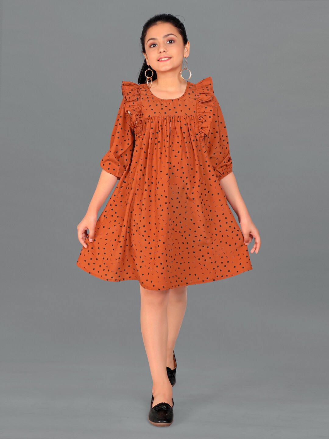 

FASHION DREAM Girls Rust Red A-Line Dress