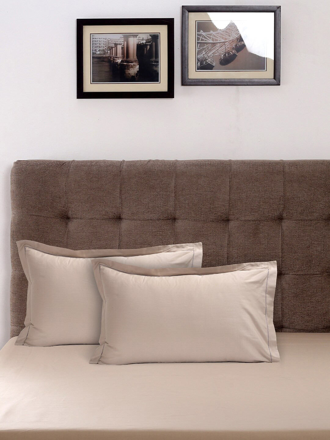 

MASPAR Grey 400TC Solid Pure Cotton Pillow Case Set Of 2