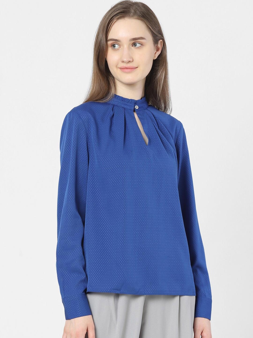 

Vero Moda Blue Keyhole Neck Top